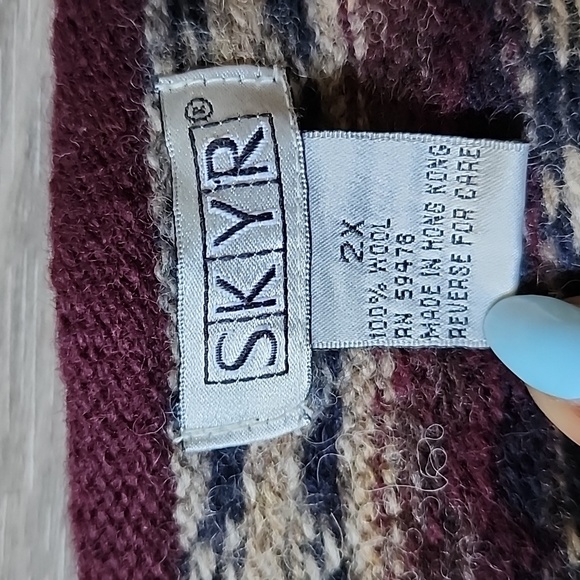 VNTG Skyr Womens 100% Wool Fair Isle CottageCore Cardigan Sweater Multicolor 2XL - Picture 6 of 14